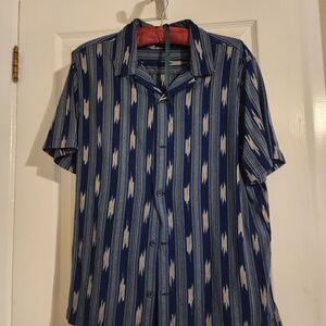 Vince Navy and White Patterned Men's Shirt